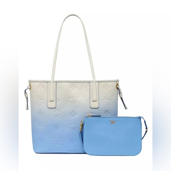 MCM Gradation Monogram Liz Small Shopper Bag - Della Robbia Blue - Picture 1 of 13